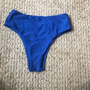 Blue bikini bottom sits like a thong